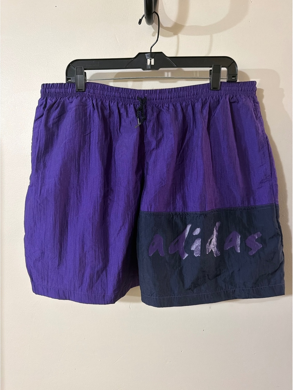 Vintage Y2K Adidas Purple Colorblock Athletic/Swim Shorts XL Made in USA